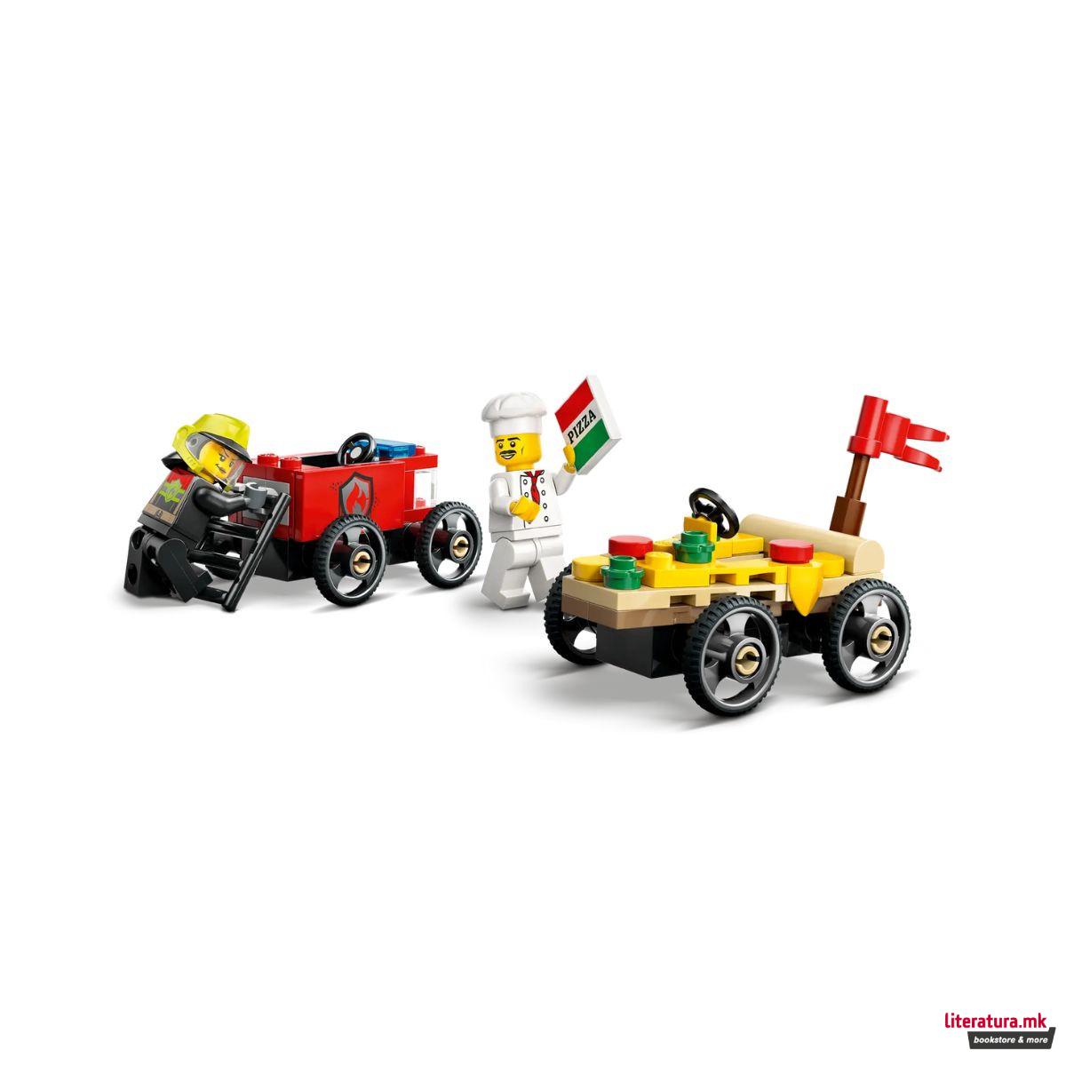 LEGO коцки, City, Pizza vs. Fire Truck Race Car Pack 