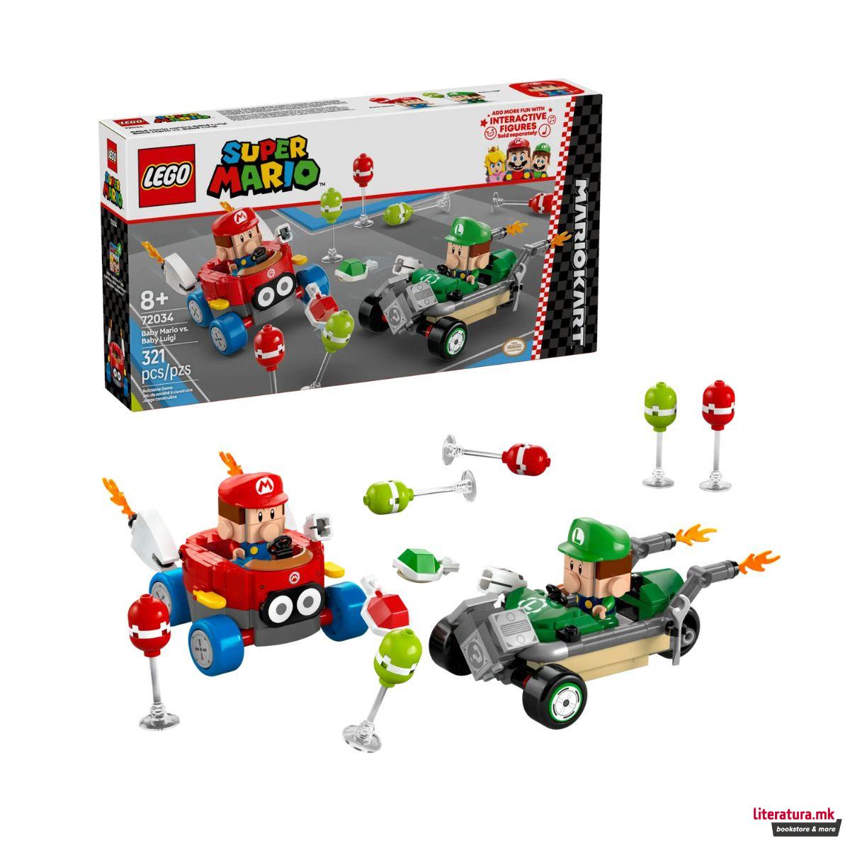 LEGO коцки, Super Mario, Mario Kart™ – Baby Mario vs. Baby Luigi 