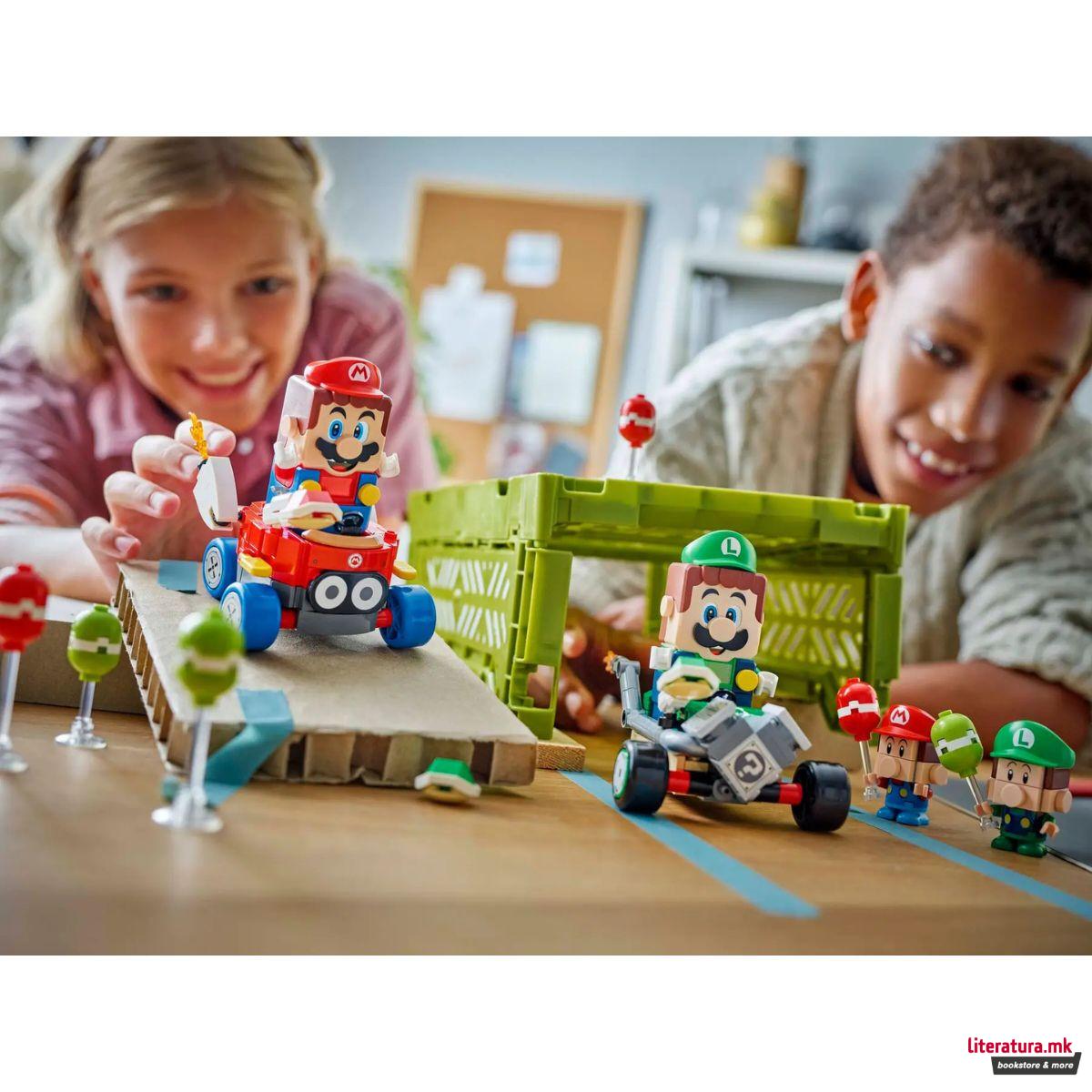LEGO коцки, Super Mario, Mario Kart™ – Baby Mario vs. Baby Luigi 
