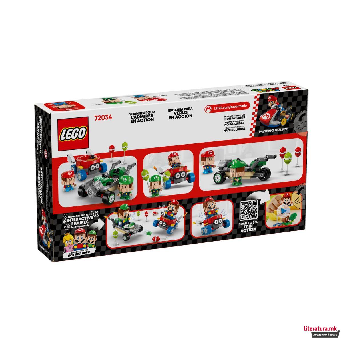 LEGO коцки, Super Mario, Mario Kart™ – Baby Mario vs. Baby Luigi 