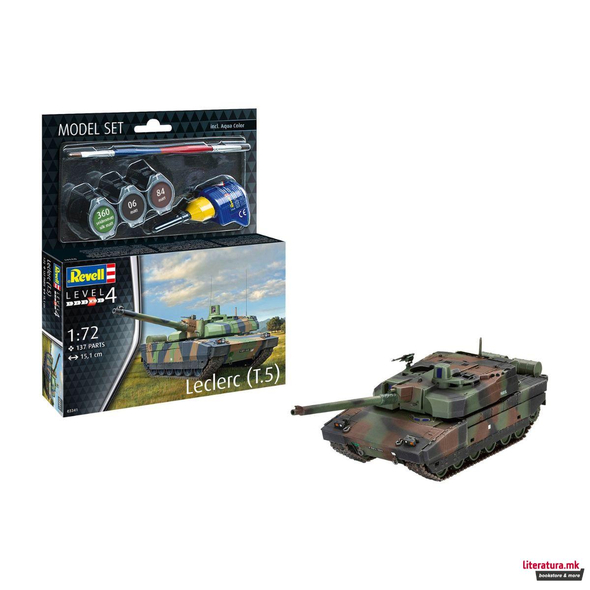 Макета + бои и алатки, Model Set Leclerc (T.5), 1:72 