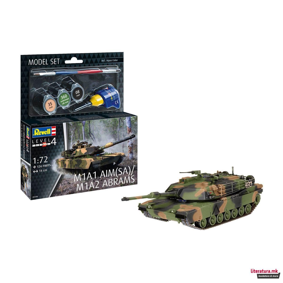 Макета + бои и алатки, Model Set M1A1 AIM(SA)- M1A2 Abrams, 1:72 