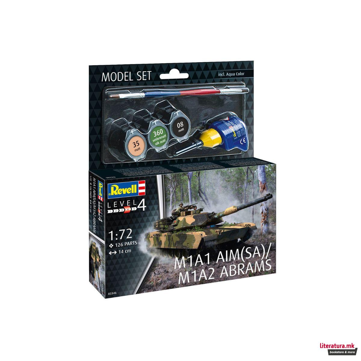 Макета + бои и алатки, Model Set M1A1 AIM(SA)- M1A2 Abrams, 1:72 