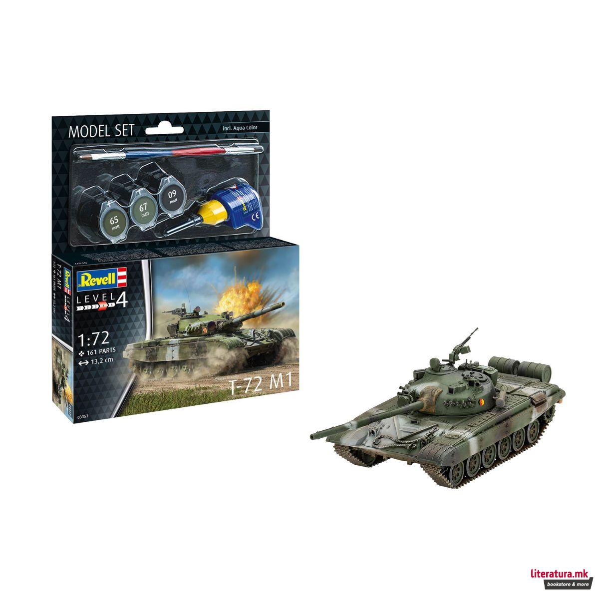 Макета + бои и алатки, Model Set T-72 M1, 1:72 