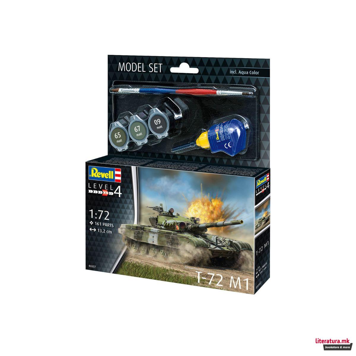 Макета + бои и алатки, Model Set T-72 M1, 1:72 