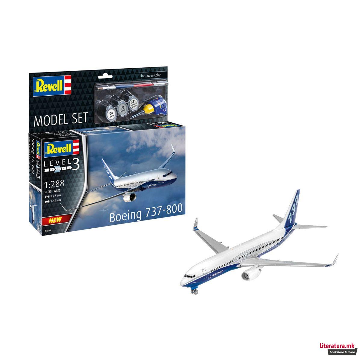 Макета + бои и алатки, Model Set Boeing 737-800, 1:288 