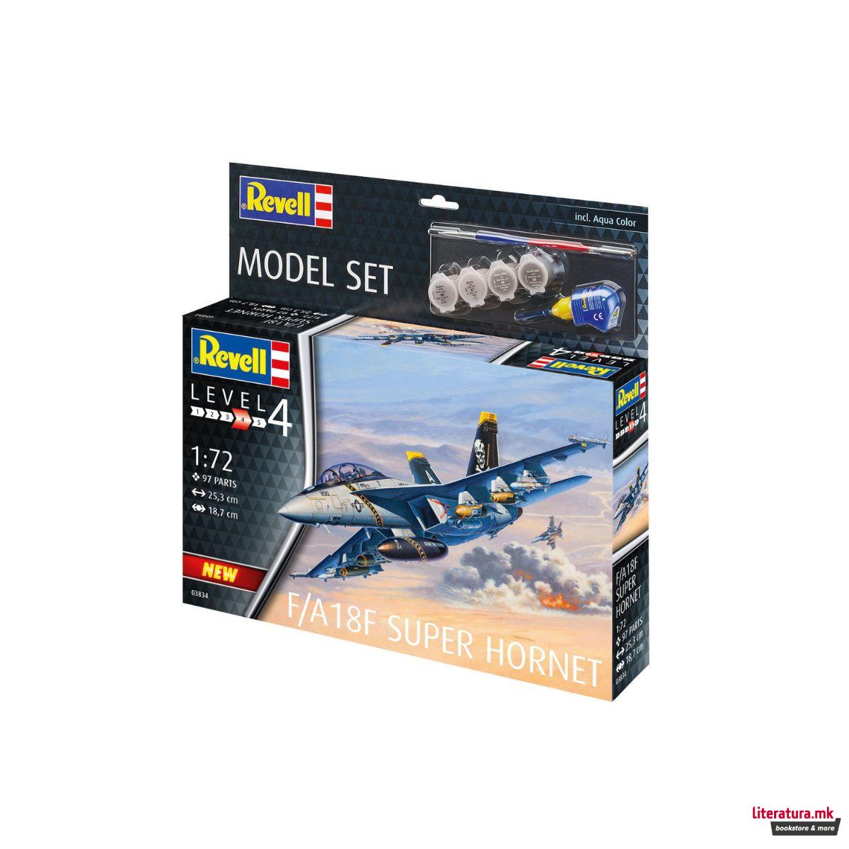 Макета + бои и алатки, Model Set F-A-18F Super Hornet, 1:72 