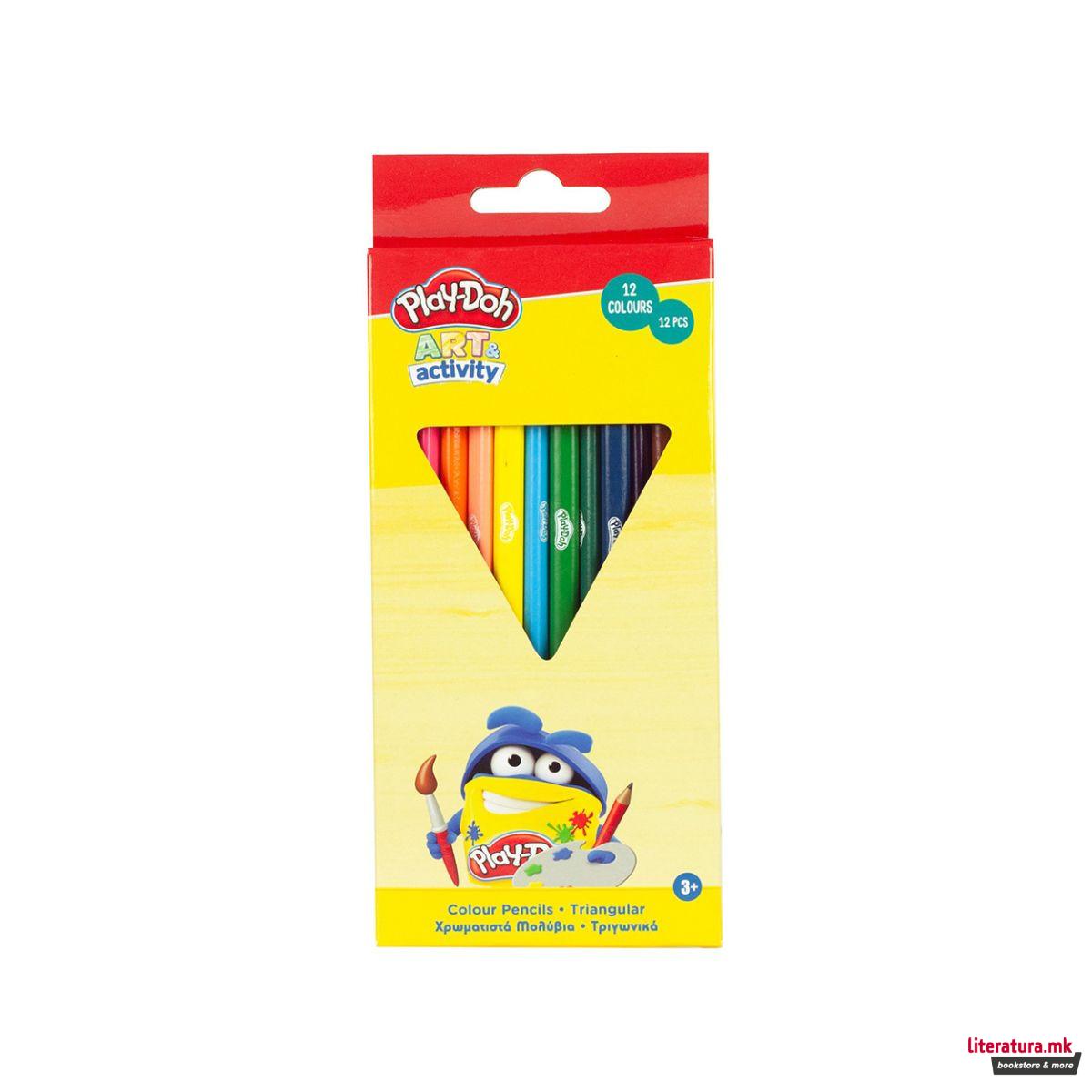 Сет од 12 дрвени боици,  Play-Doh Art & Activity - Triangular 