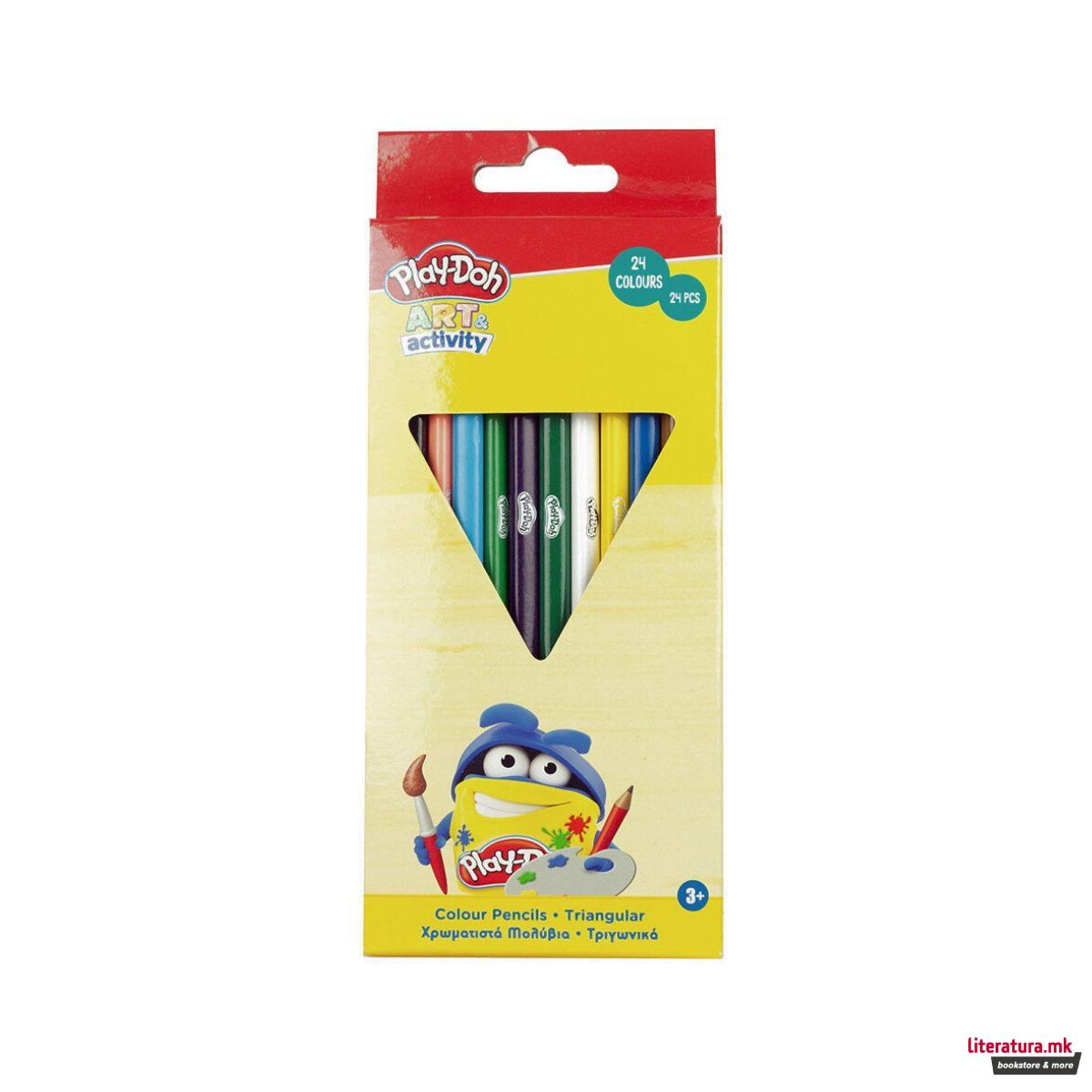 Сет од 24 дрвени боици,  Play-Doh Art & Activity - Triangular 