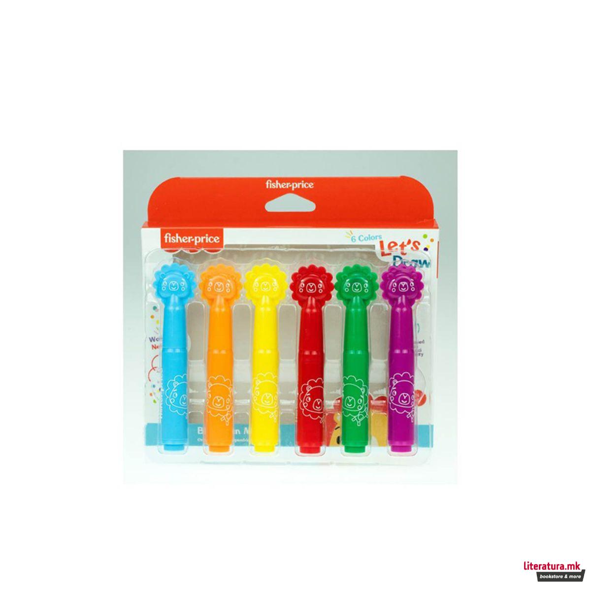 Сет од 6 фломастери за најмали, Fisher Price - Lion Markers