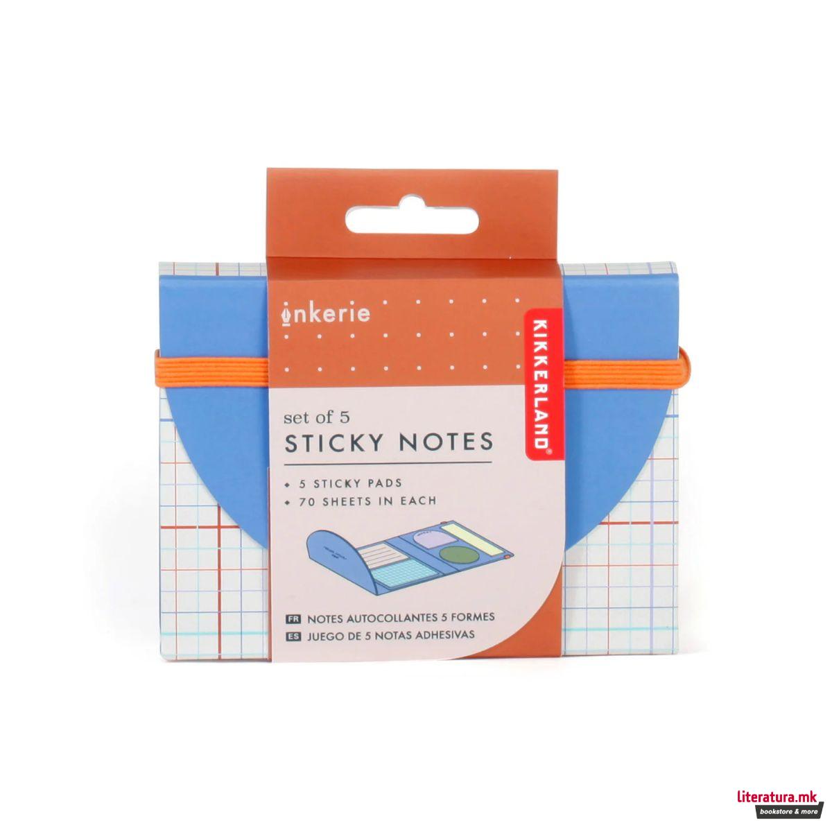 Сет од 5 блокови мемо ливчиња, Inkerie Set of 5 Sticky Notes 