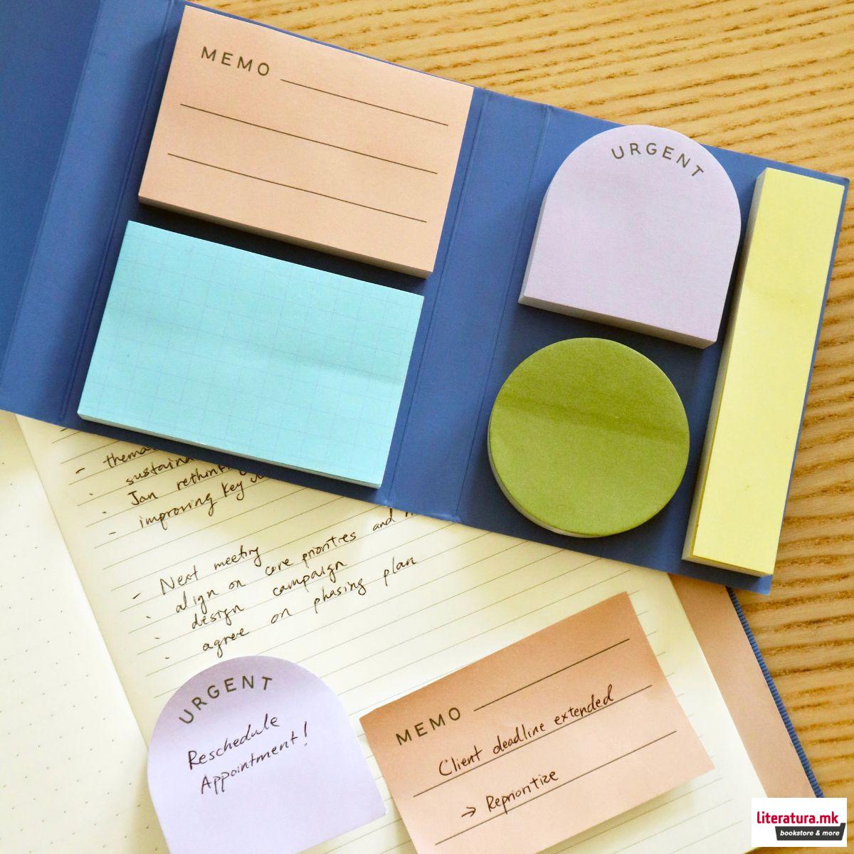 Сет од 5 блокови мемо ливчиња, Inkerie Set of 5 Sticky Notes 