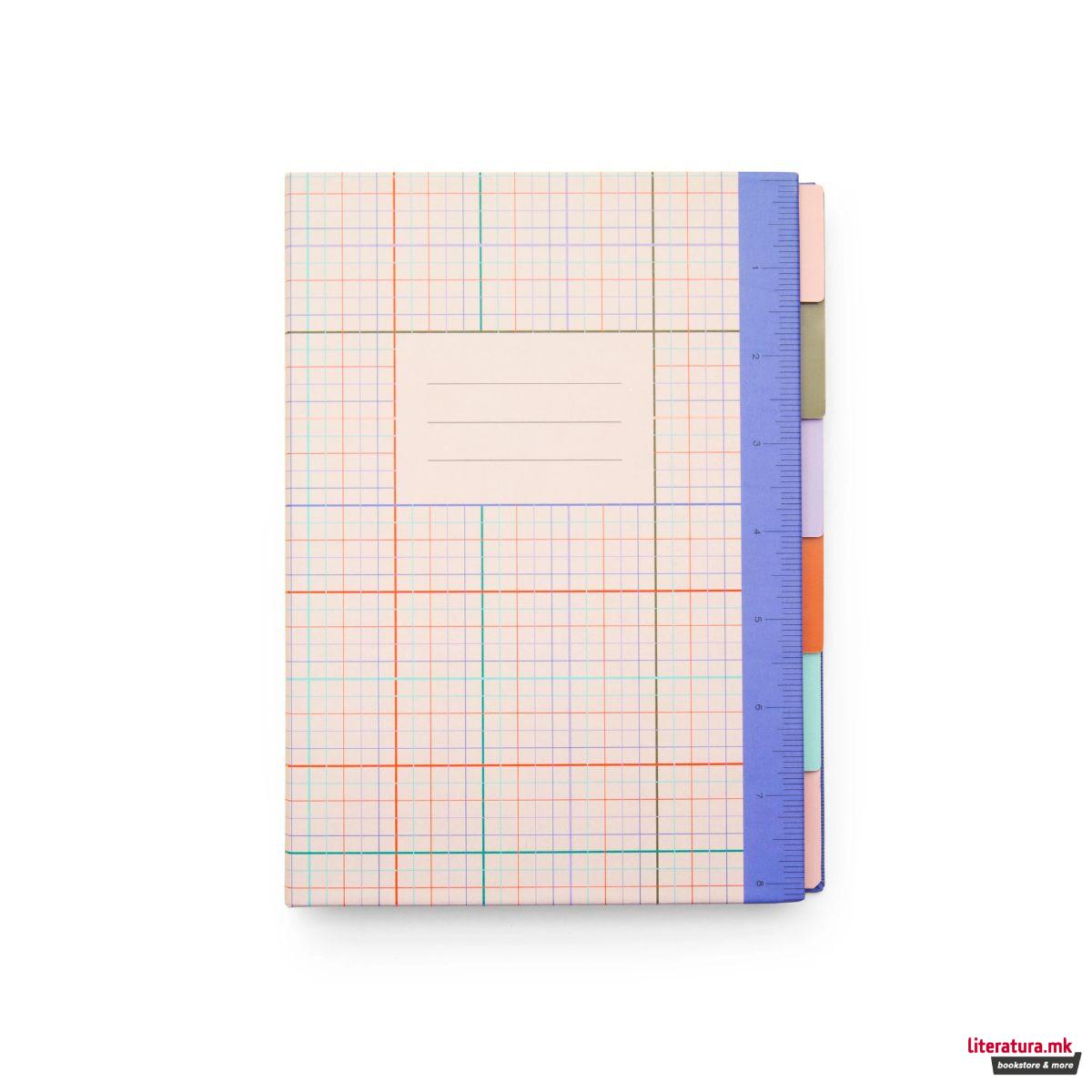 Нотес со разделници и линијар, Inkerie Divider Notebook with Ruler 