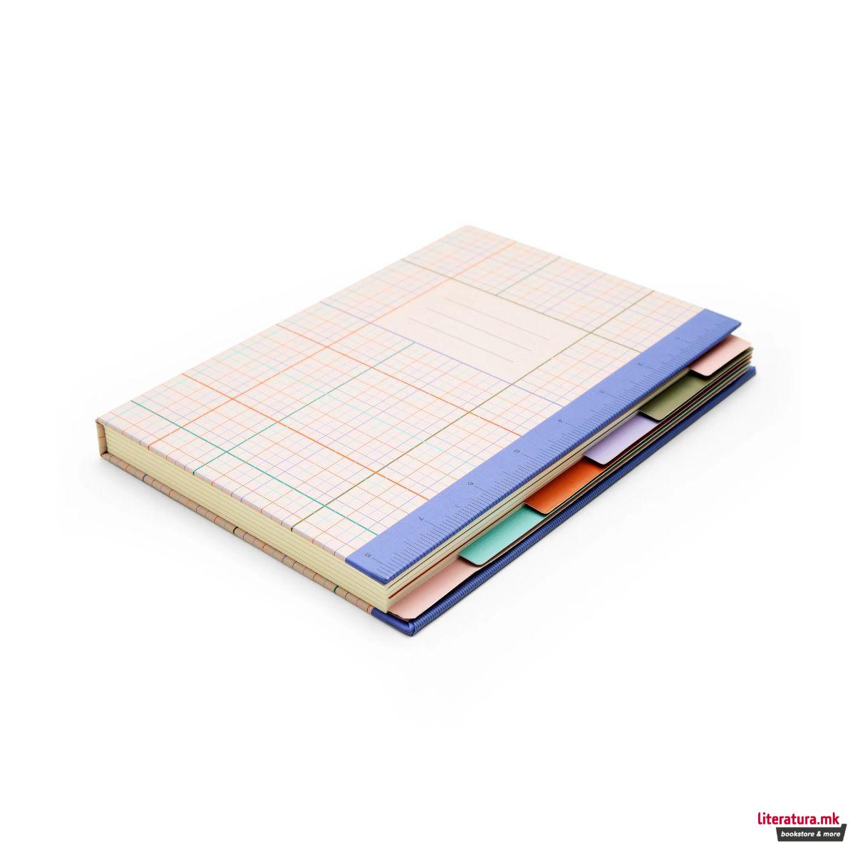 Нотес со разделници и линијар, Inkerie Divider Notebook with Ruler 