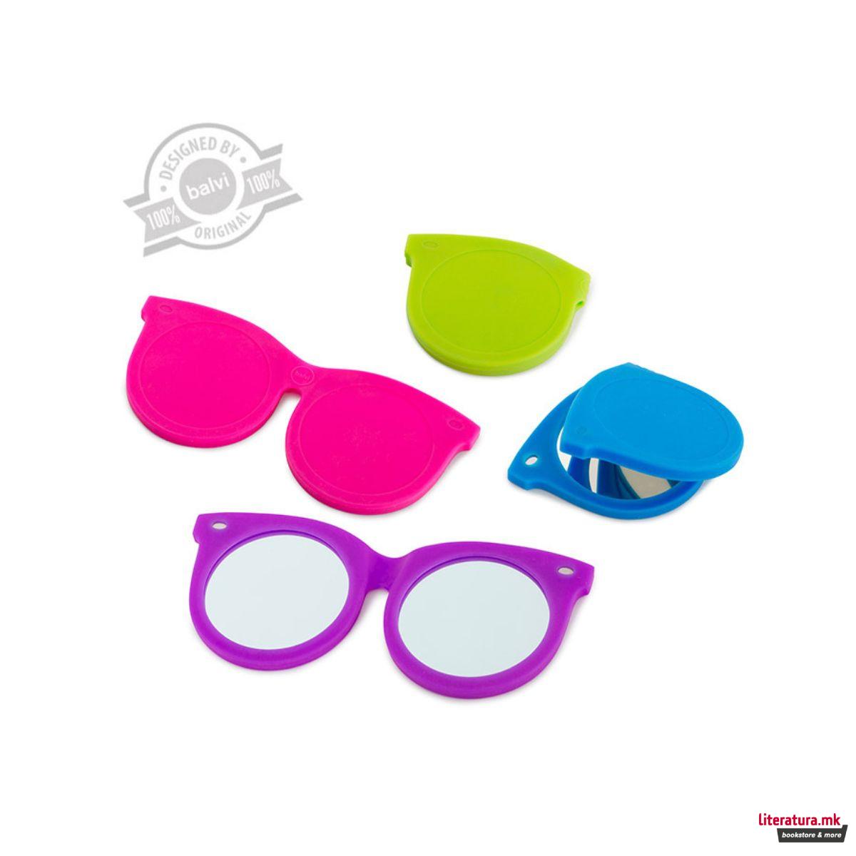 Џебно огледалце во форма на очила, 4 бои