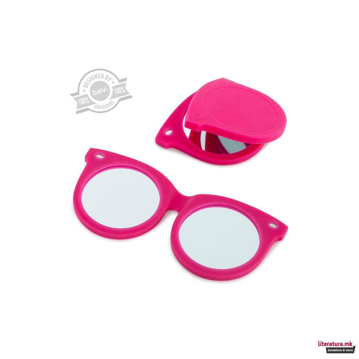 Џебно огледалце во форма на очила, 4 бои