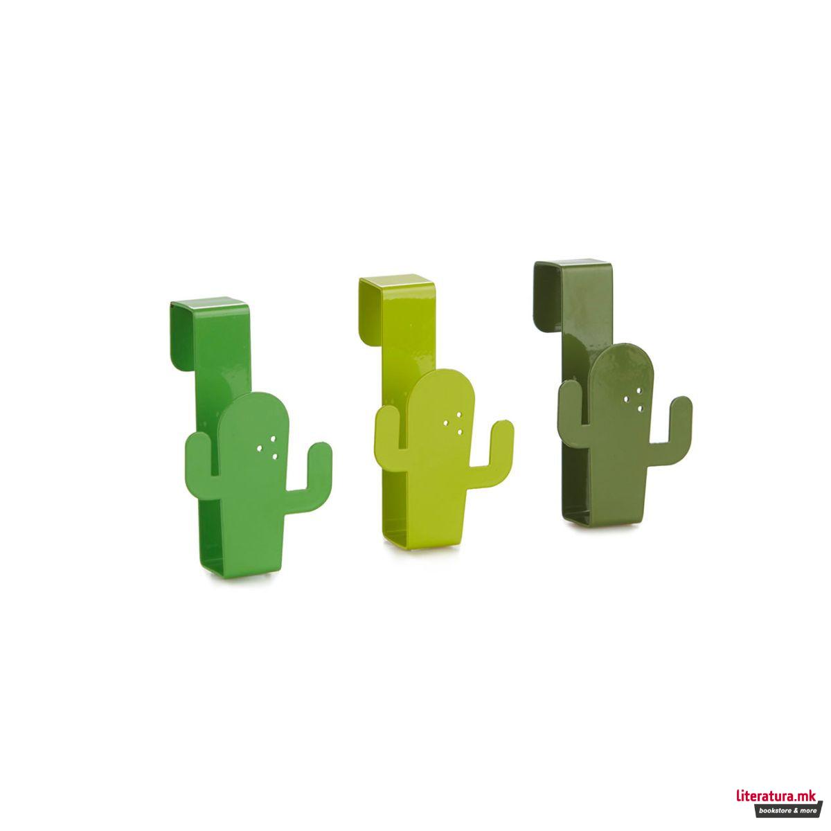 Сет од 3 метални закачалки за на фиока, Cactus 