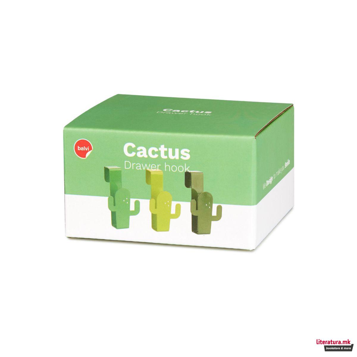 Сет од 3 метални закачалки за на фиока, Cactus 