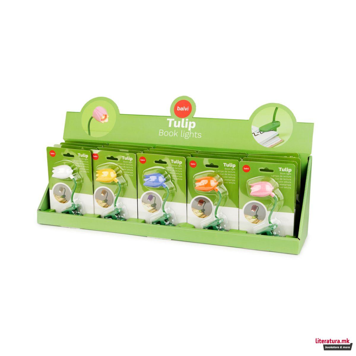 LED ламбичка за на книга, Tulip, 5 бои 