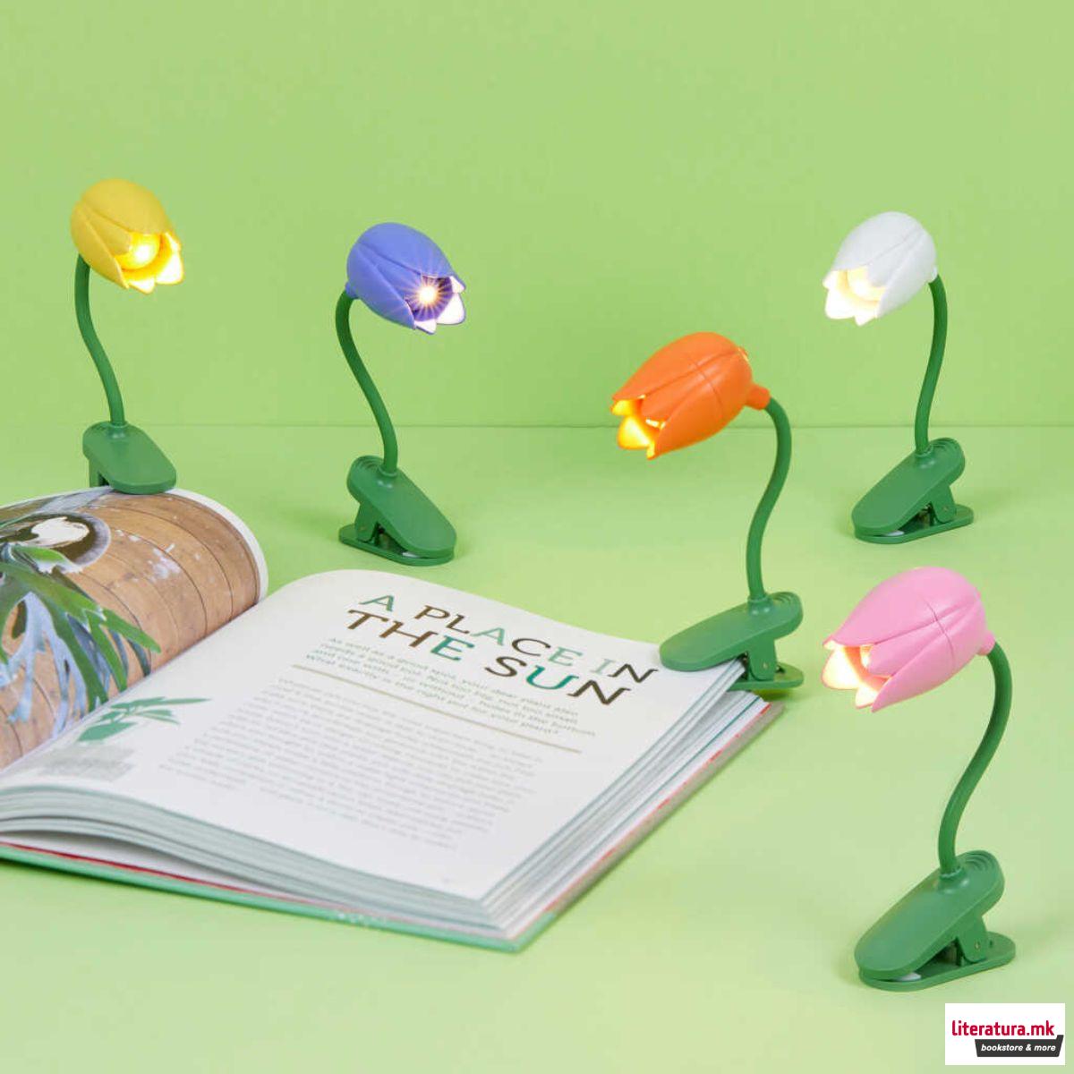 LED ламбичка за на книга, Tulip, 5 бои 
