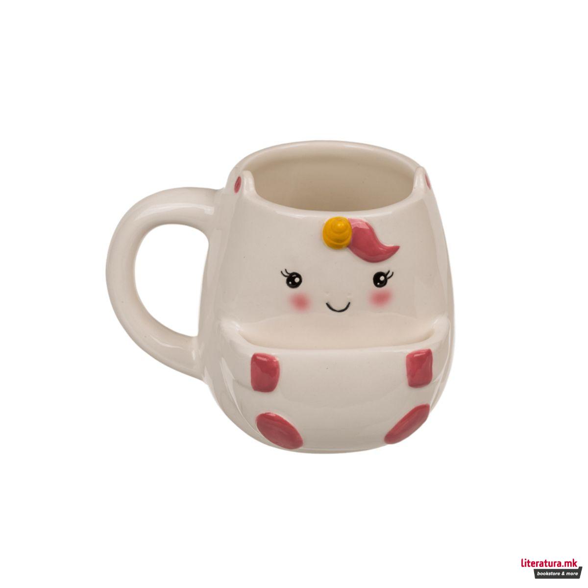 Шолја со држач за колаче, Cookie Cuddlers: Unicorn, 400 ml 