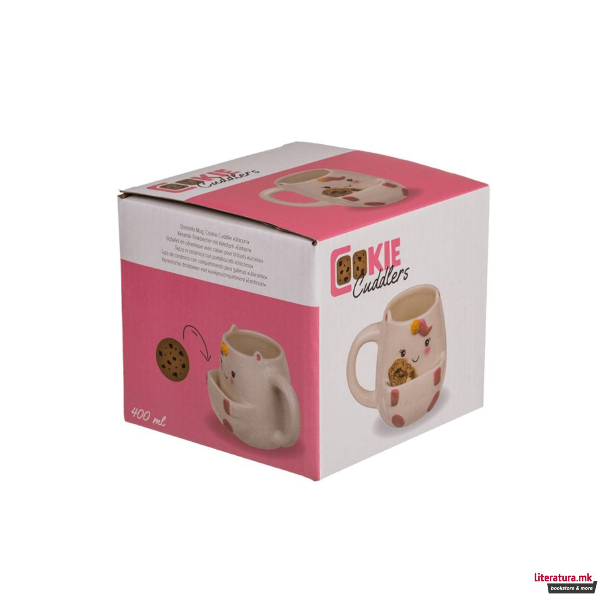 Шолја со држач за колаче, Cookie Cuddlers: Unicorn, 400 ml 