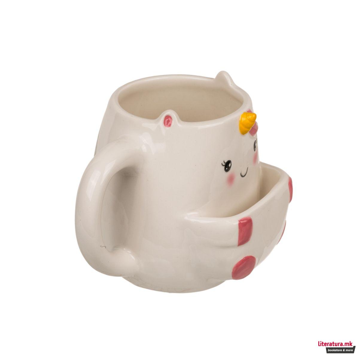 Шолја со држач за колаче, Cookie Cuddlers: Unicorn, 400 ml 