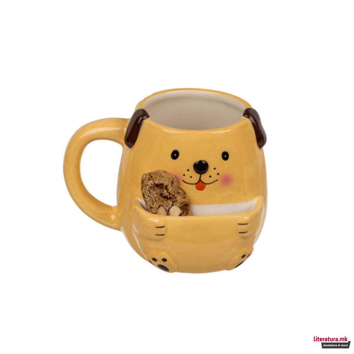 Шолја со држач за колаче, Cookie Cuddlers: Dog, 400 ml 