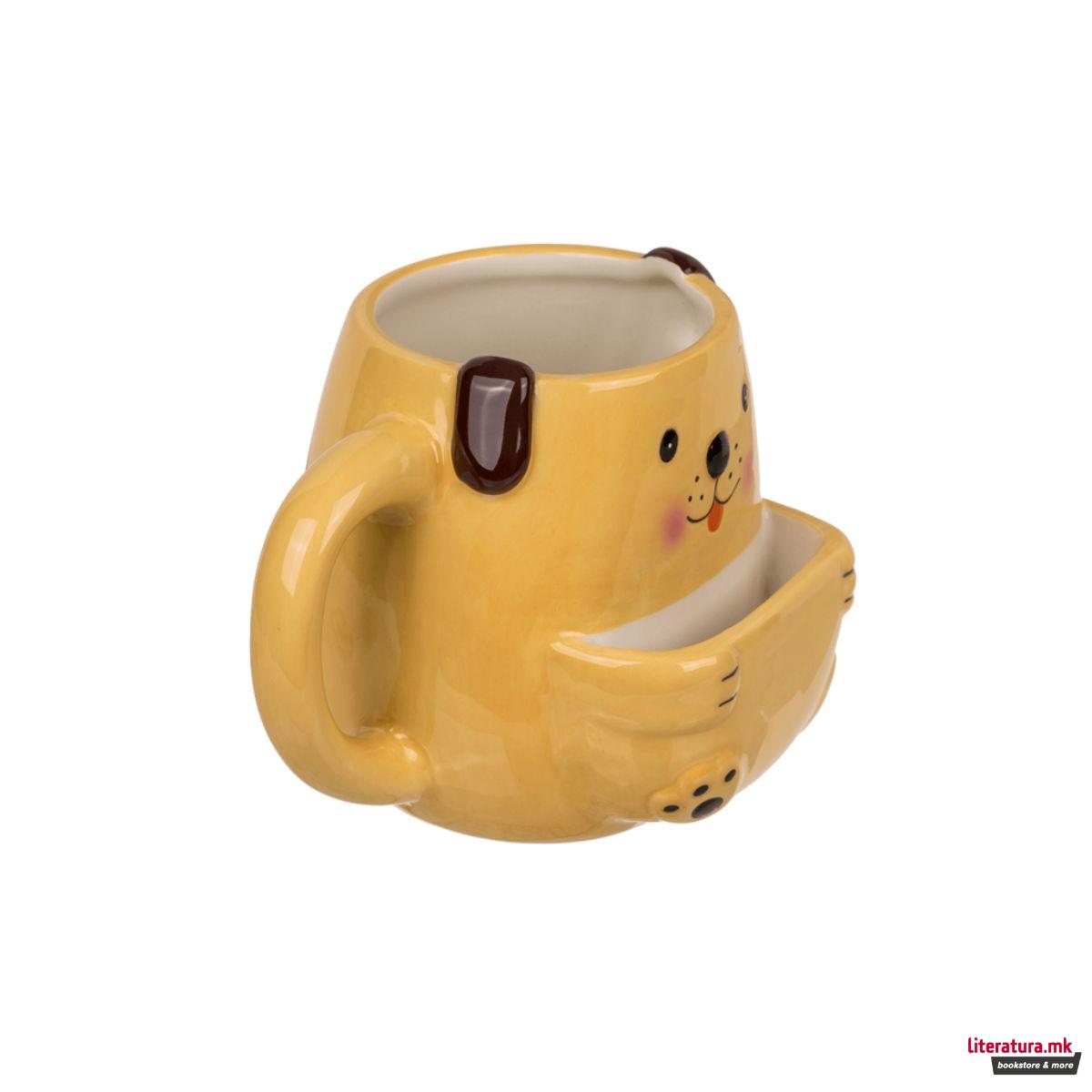 Шолја со држач за колаче, Cookie Cuddlers: Dog, 400 ml 