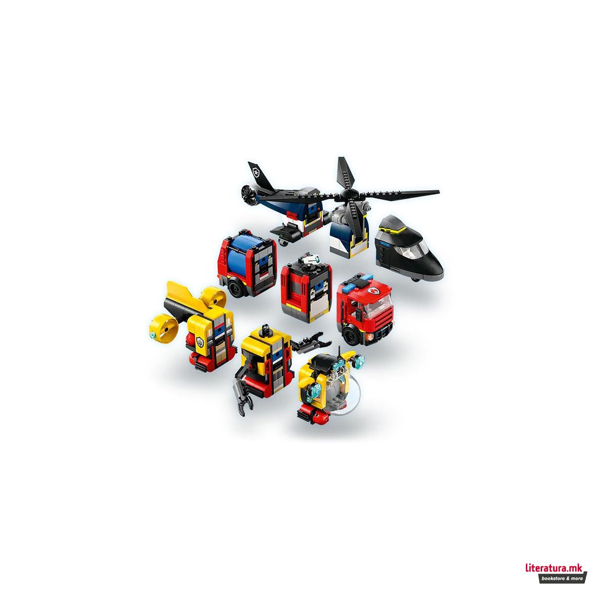 LEGO коцки, City, Helicopter, Fire Truck & Submarine Remix 