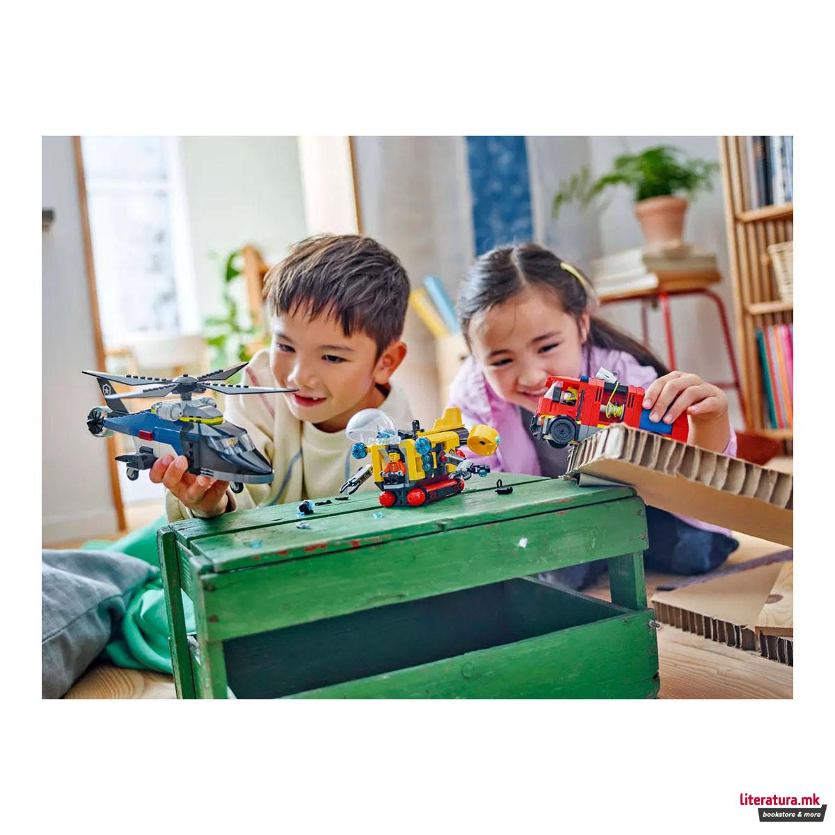 LEGO коцки, City, Helicopter, Fire Truck & Submarine Remix 