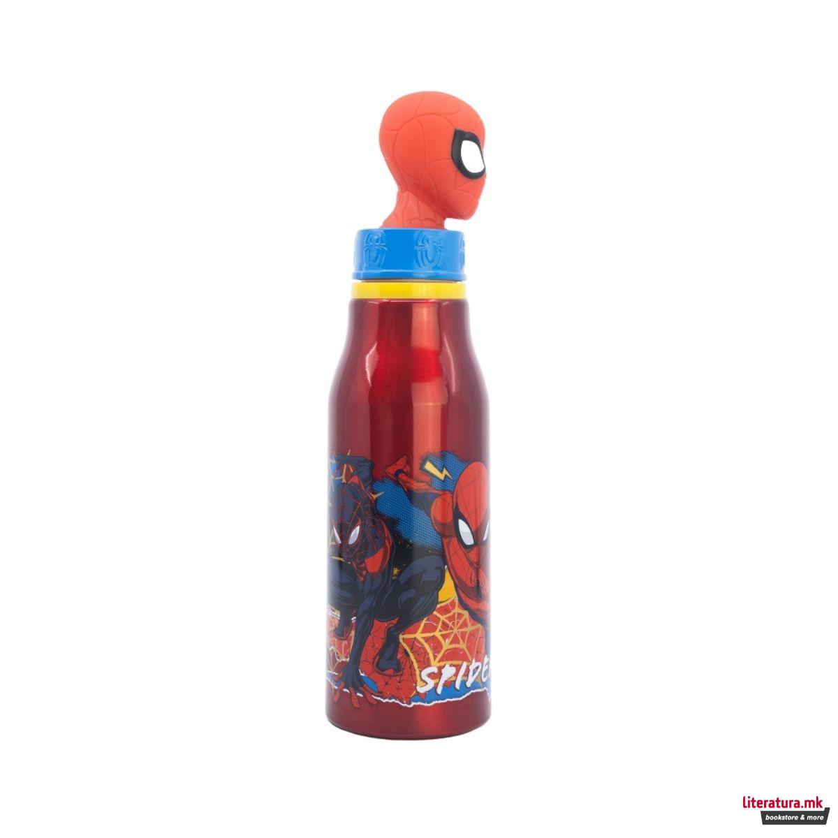 Детско алуминиумско шише со 3Д фигура, Spider-Man, 690 ml 