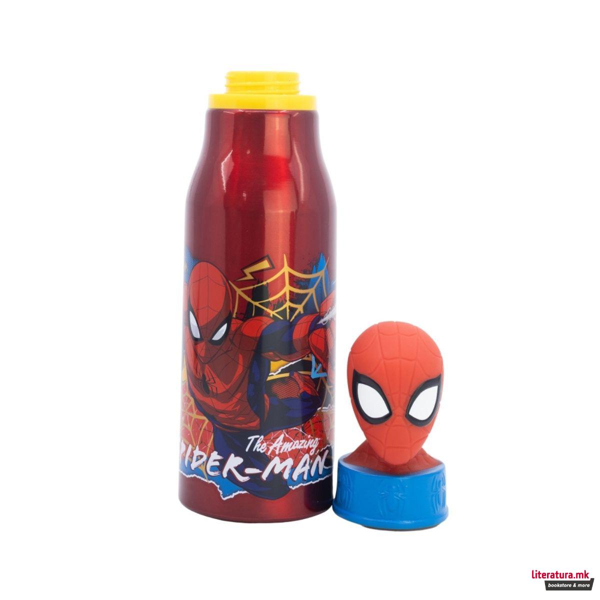 Детско алуминиумско шише со 3Д фигура, Spider-Man, 690 ml 