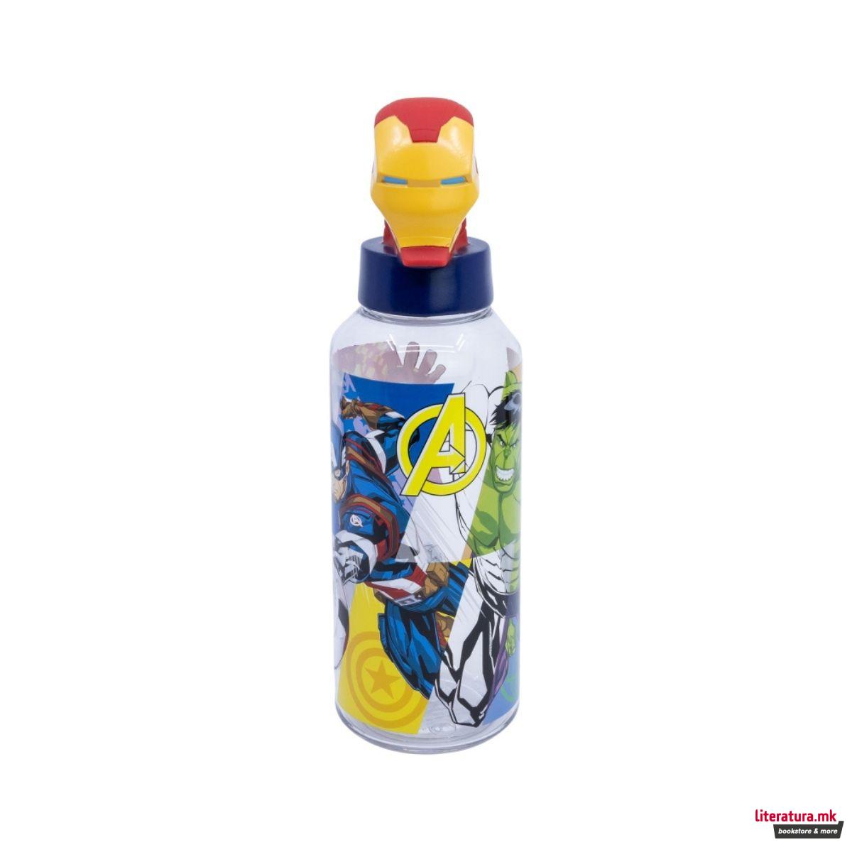 Детско шише со 3Д фигура, Avengers: 7 Wonders - Iron Man, 560 ml 