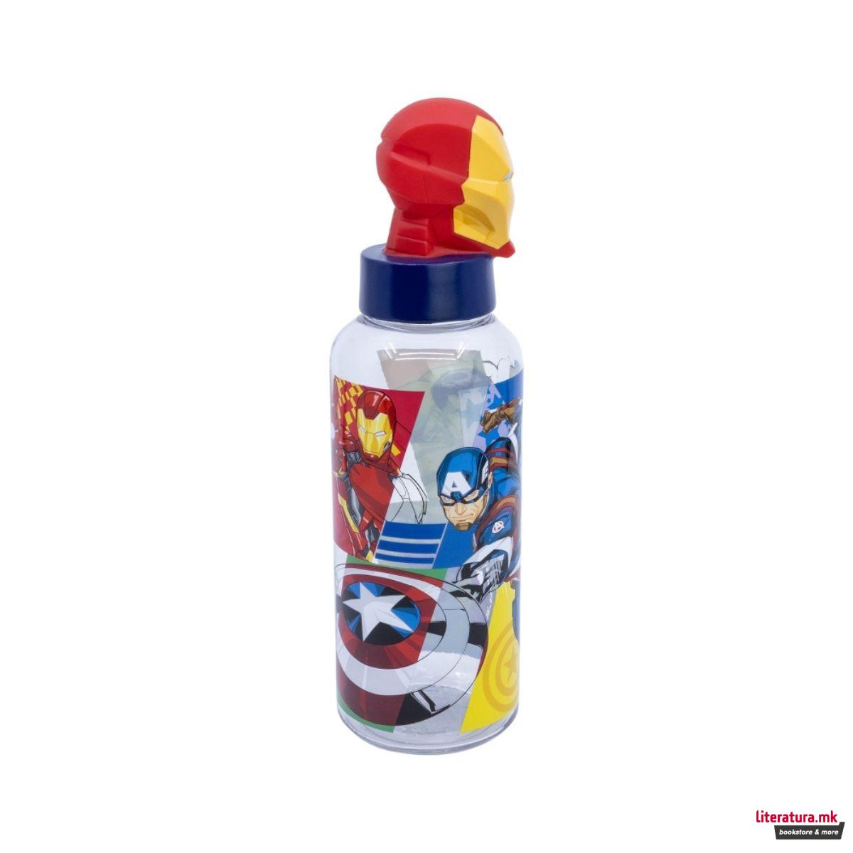 Детско шише со 3Д фигура, Avengers: 7 Wonders - Iron Man, 560 ml 