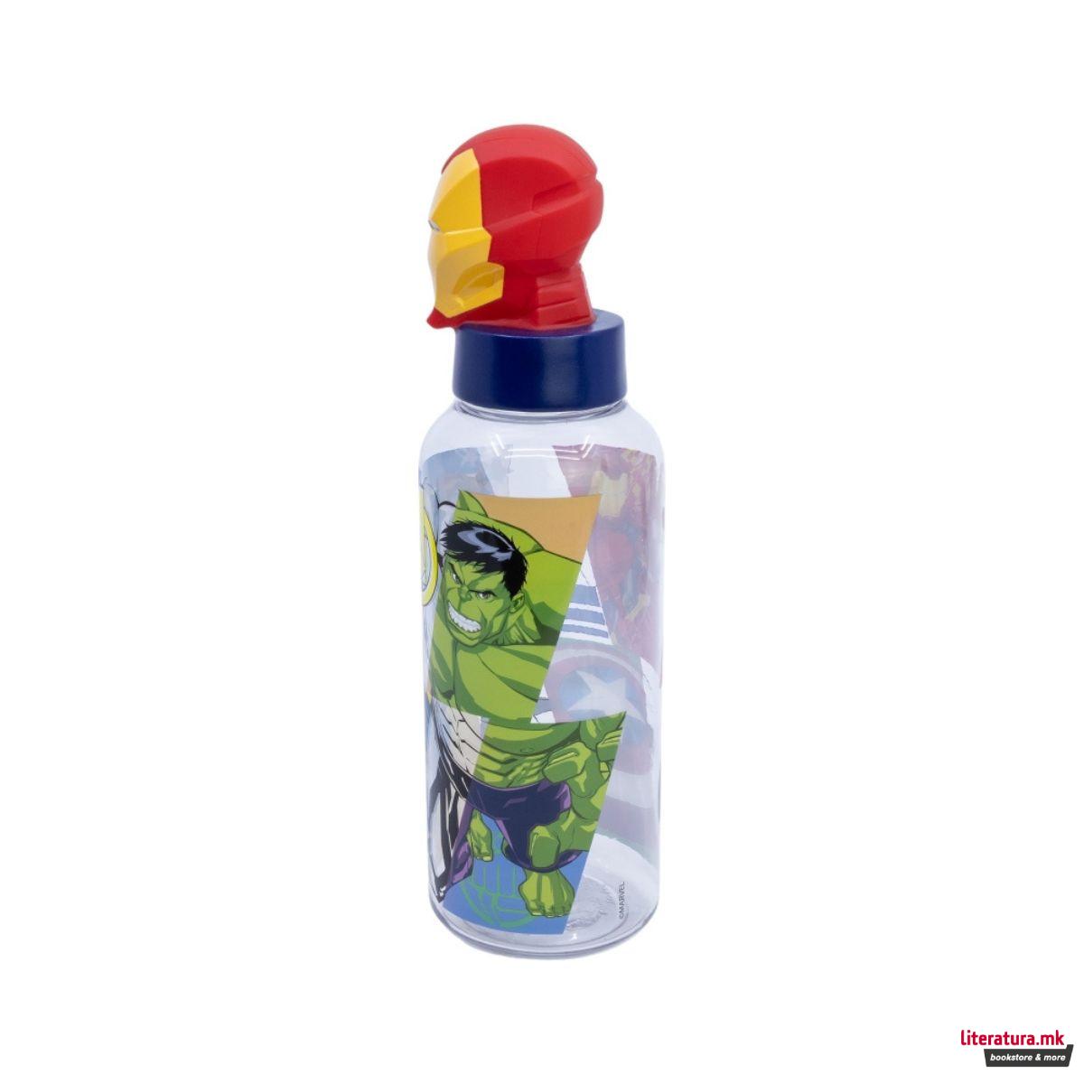 Детско шише со 3Д фигура, Avengers: 7 Wonders - Iron Man, 560 ml 