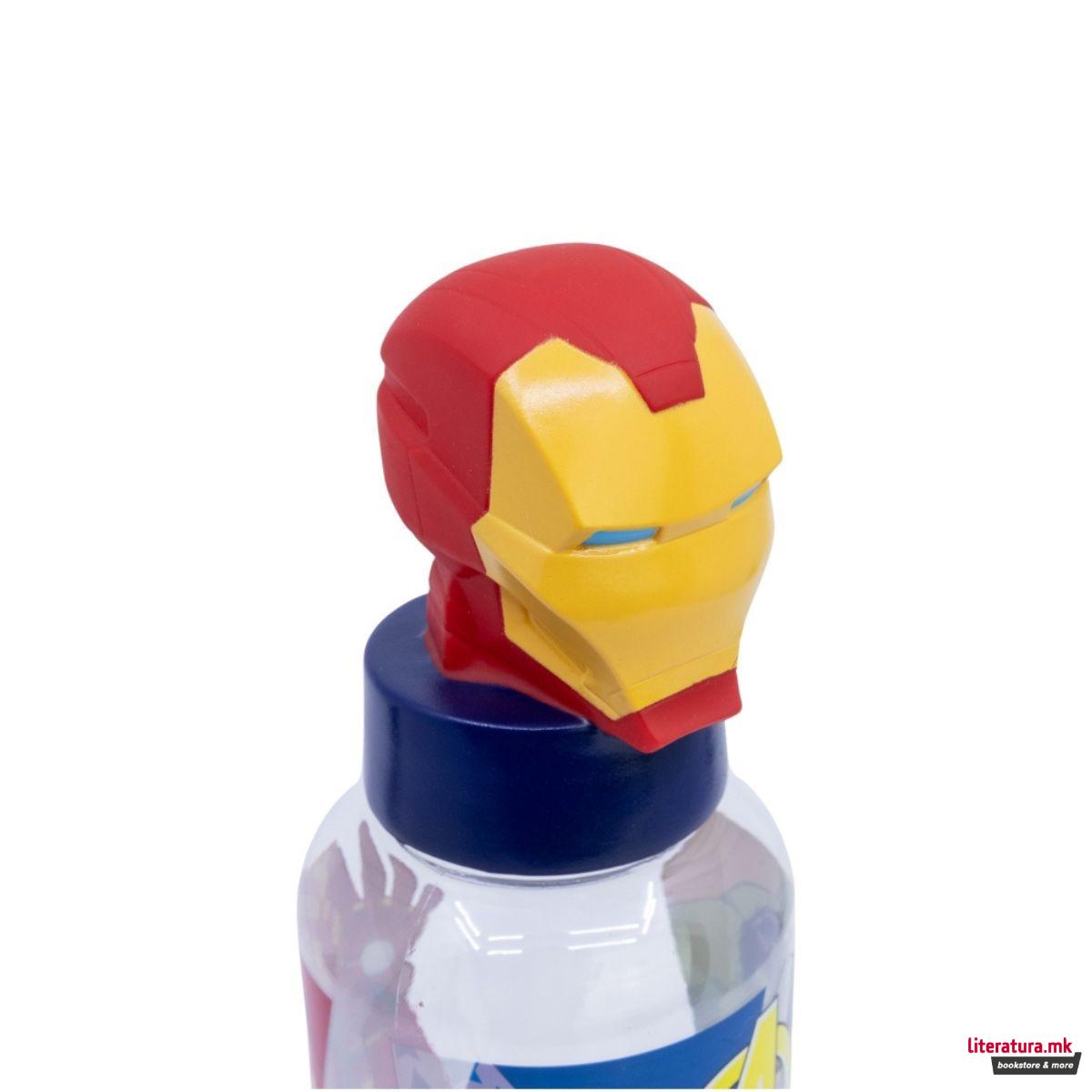 Детско шише со 3Д фигура, Avengers: 7 Wonders - Iron Man, 560 ml 