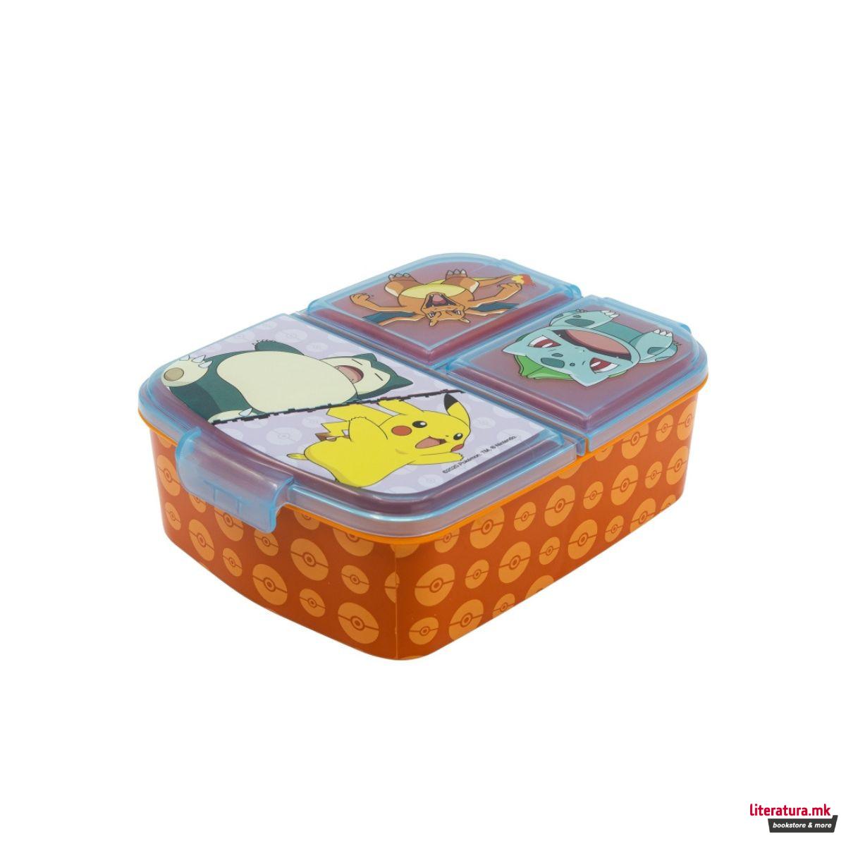 Кутија за ужинка со 3 прегради, Pokemon 