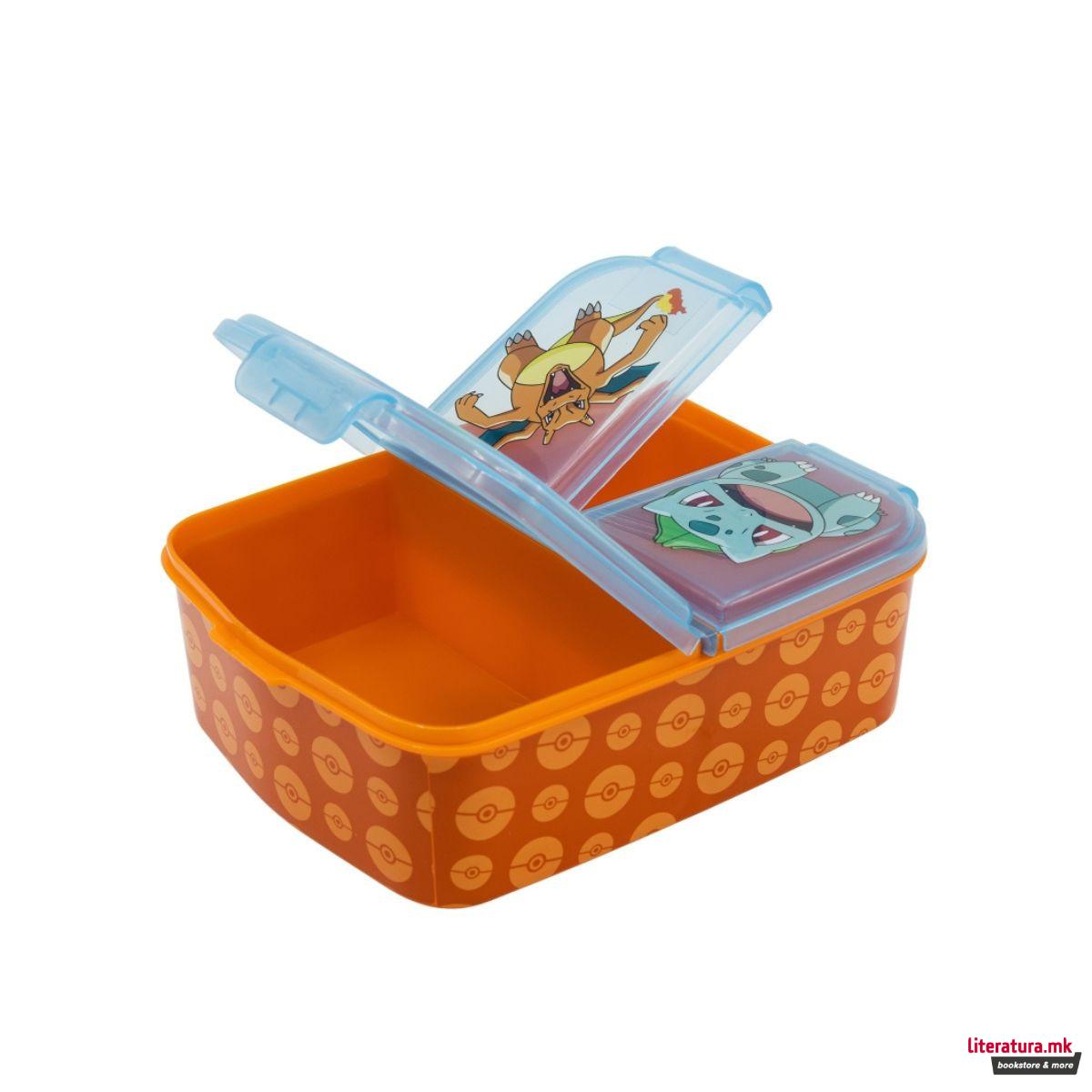 Кутија за ужинка со 3 прегради, Pokemon 