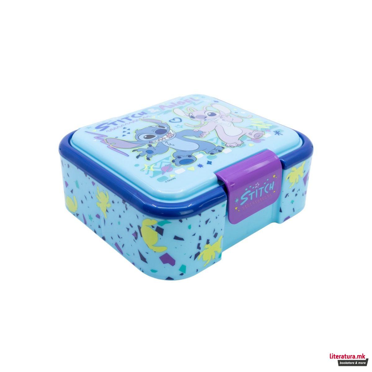 Кутија за ужинка со 3 внатрешни прегради, Stitch 