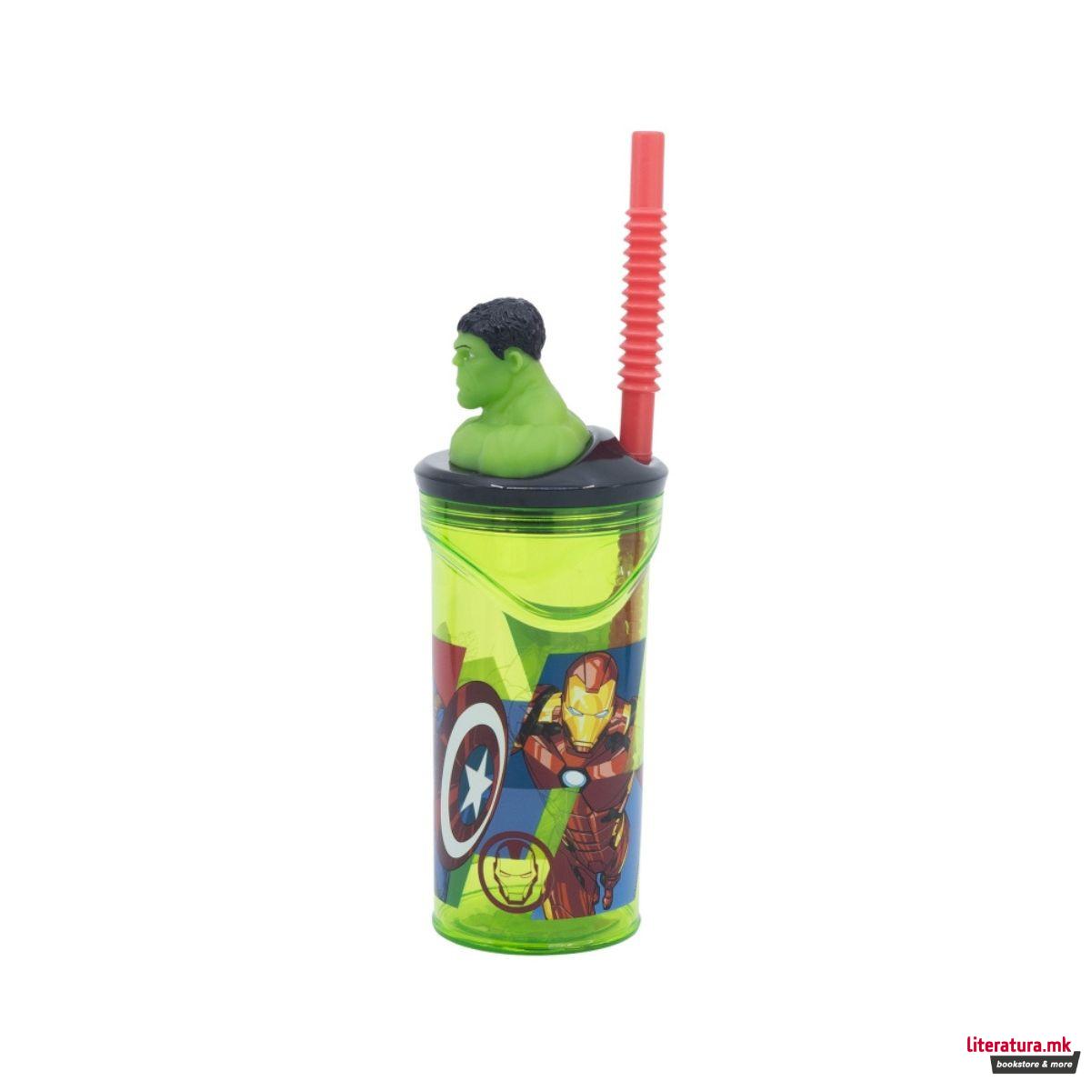 Детска чаша со сламка, Avengers - Hulk, 360 ml 