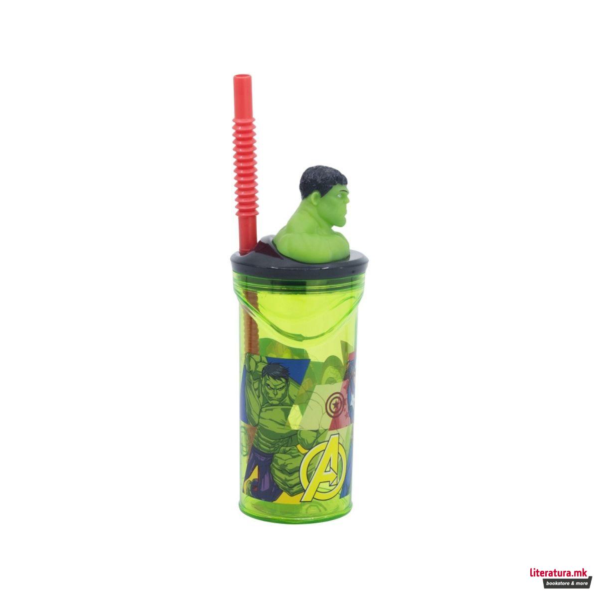 Детска чаша со сламка, Avengers - Hulk, 360 ml 