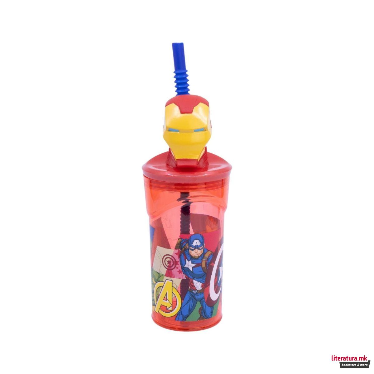 Детска чаша со сламка, Avengers - Iron Man, 360 ml 
