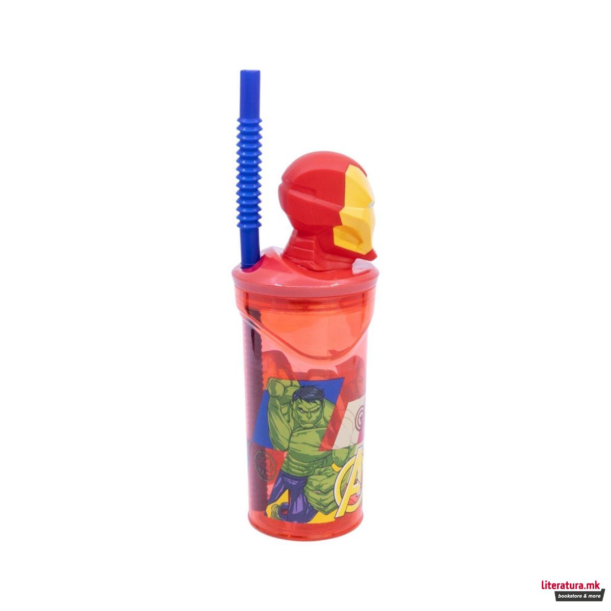 Детска чаша со сламка, Avengers - Iron Man, 360 ml 