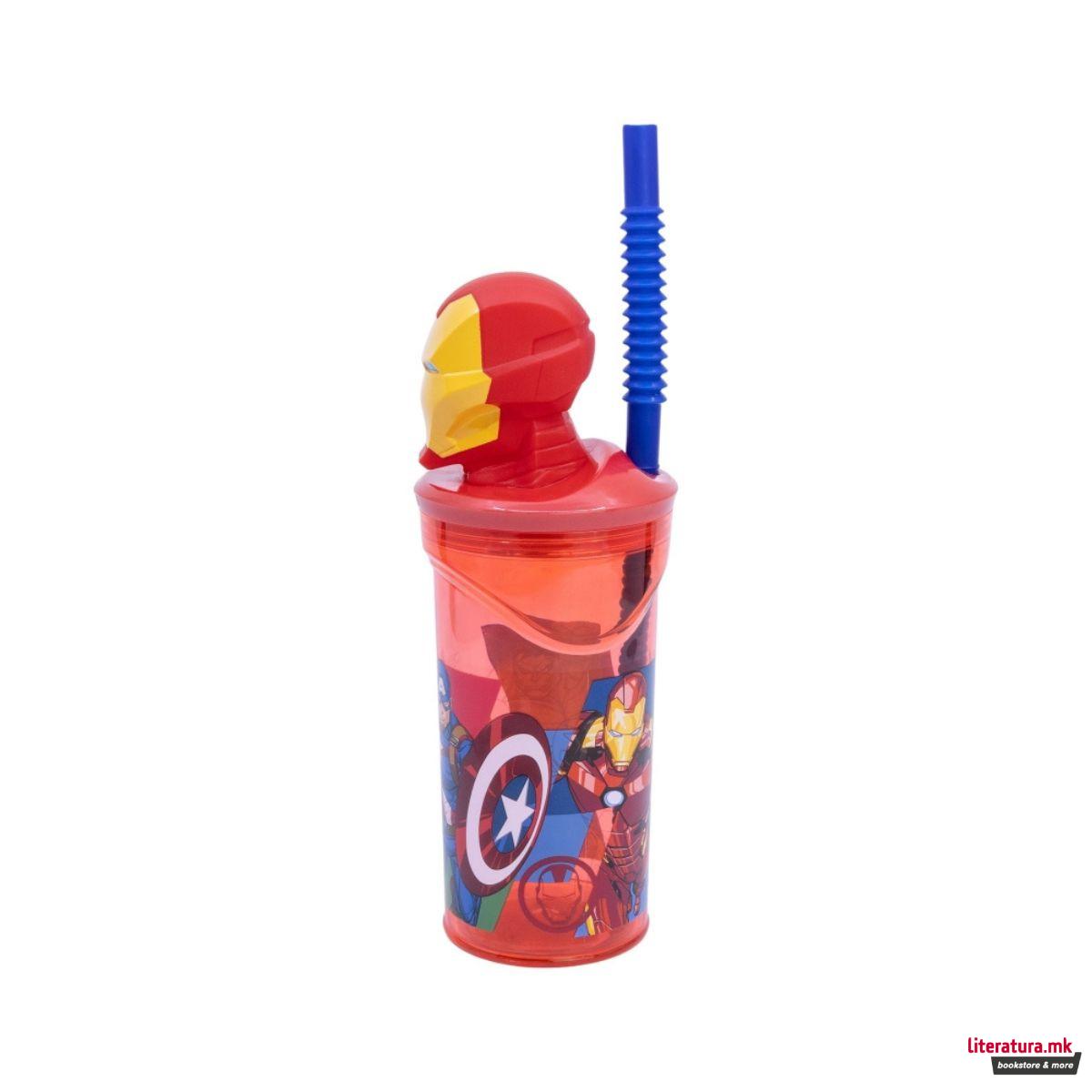 Детска чаша со сламка, Avengers - Iron Man, 360 ml 