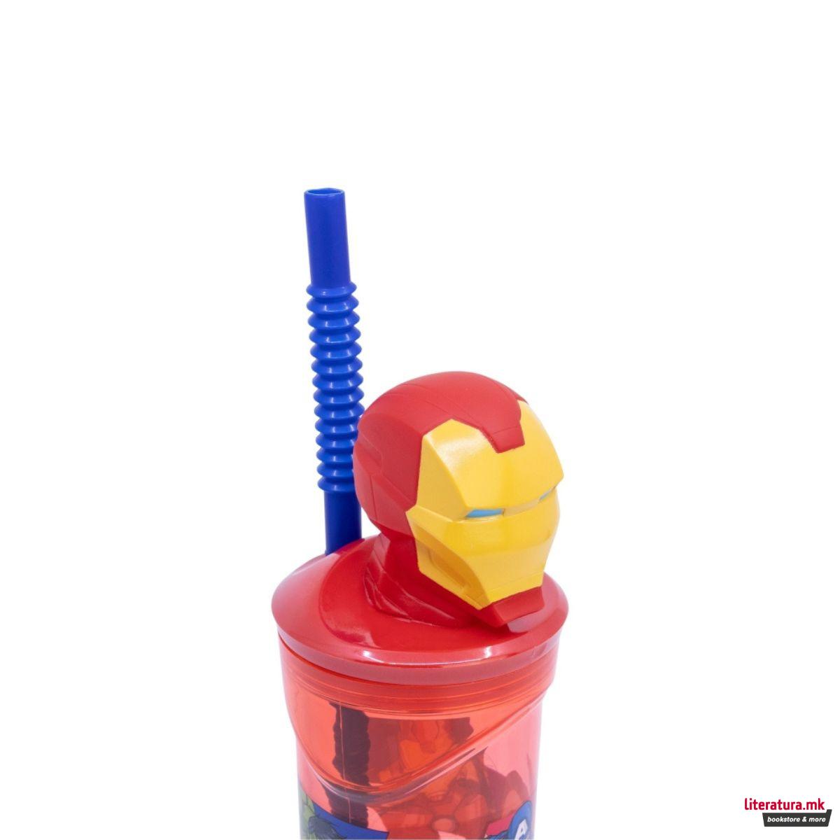 Детска чаша со сламка, Avengers - Iron Man, 360 ml 