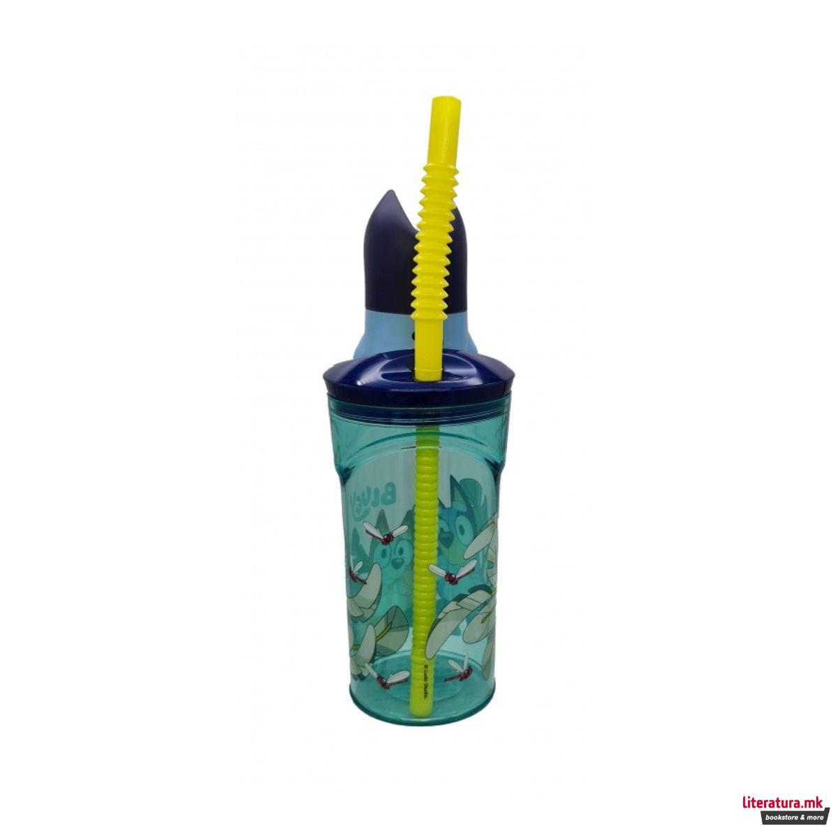 Детска чаша со сламка, Bluey, 360 ml 