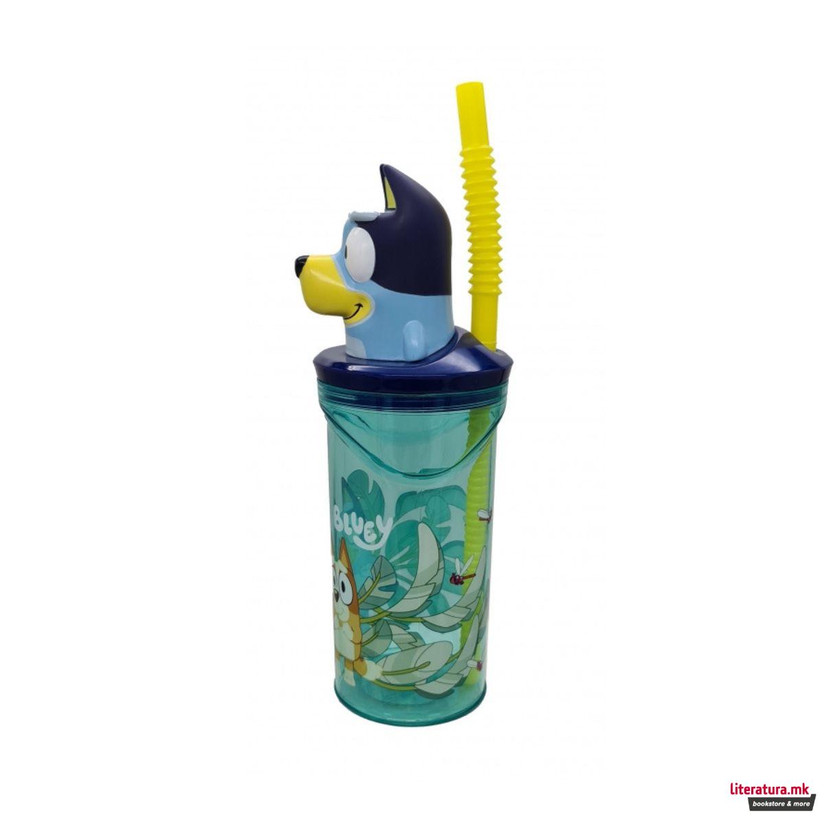 Детска чаша со сламка, Bluey, 360 ml 