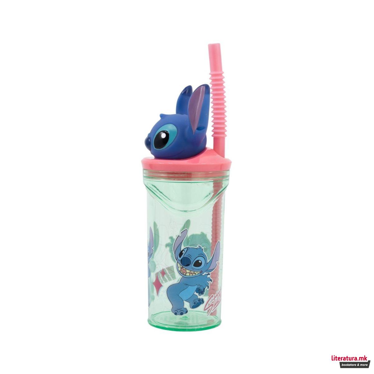 Детска чаша со сламка, Stitch, 360 ml 