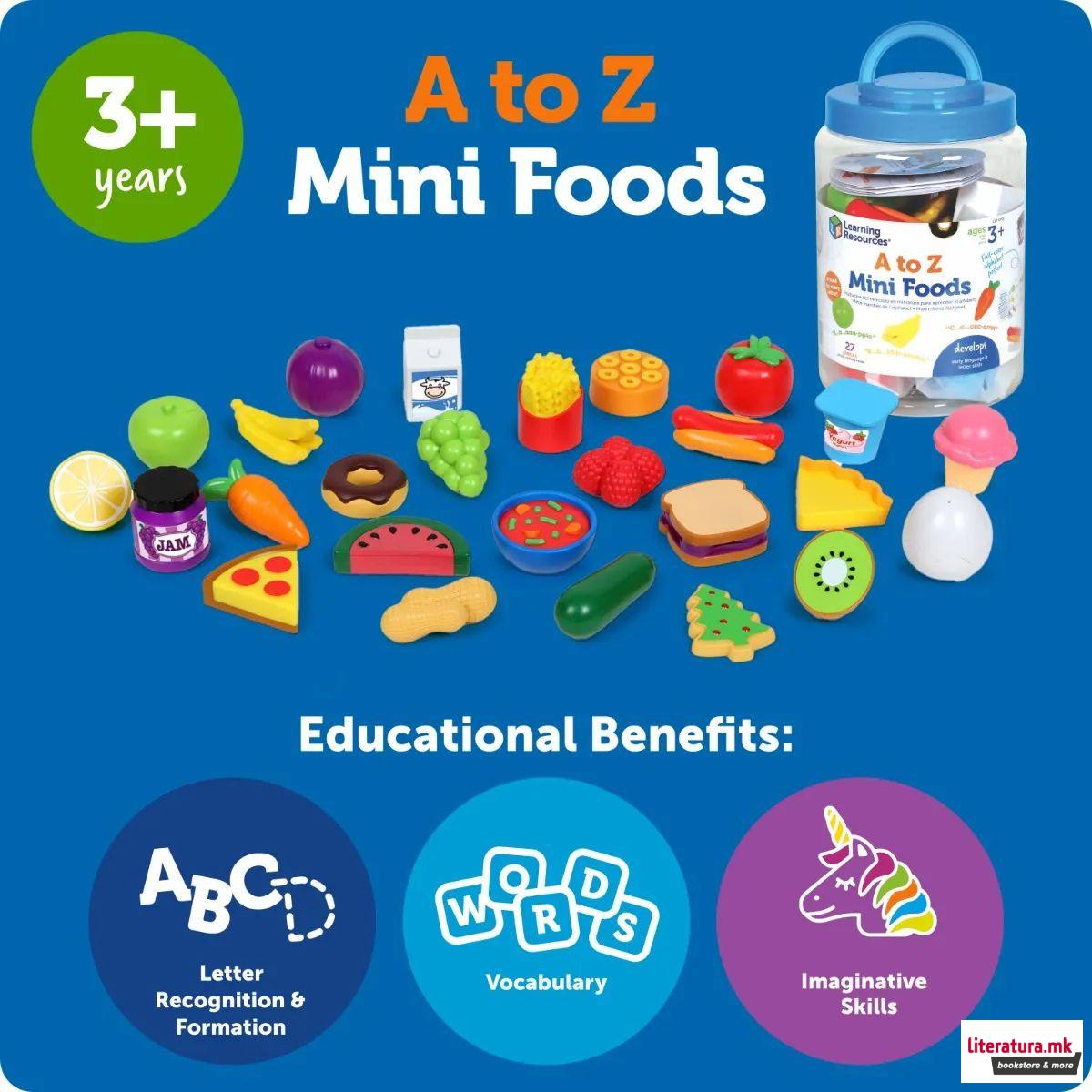 Едукативен сет за игра, A to Z Mini Foods 